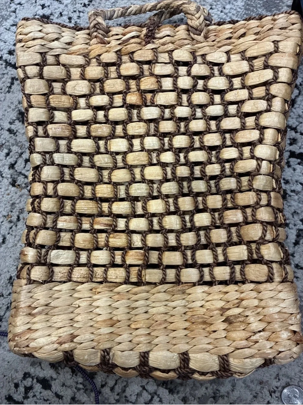 Woven Straw Tote Bag - Natural Brown